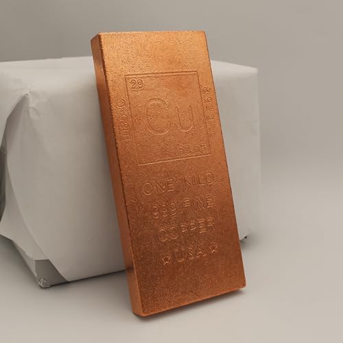 1 Kilo Copper Bar (Flat Style) .999 Pure Bullion with Periodic Table Element Design (1 kg) by Mint State Gold