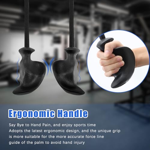 HXD-ERGO Tricep Rope with Ergonomic Handles, 36 Inch Tricep Pull Down Rope for Cable Machine, Pulley System, Triceps Rope Cable Attachment for Gym, Home (Black)