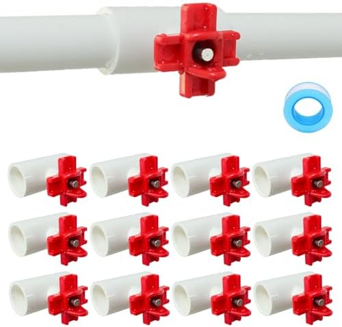 (12 Pack) Horizontal Chicken Waterer Nipples with 1/2'' PVC Tee Fittings for DIY Automatic Chicken Waterering System