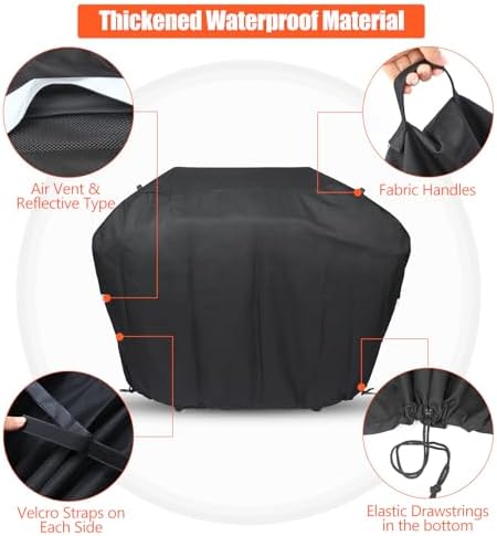 QuliMetal 63 Inch Grill Cover for Weber Genesis 300 Series and New 2022 Genesis 300 Grill, Heavy Duty Waterproof Fade Resistant Outdoor BBQ Grill Cover with Elastic Drawstrings, Compared to Weber 7757