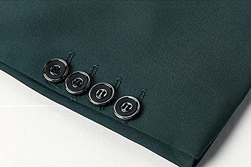 Casual 2 Button Suits for Men Slim Fit Notched Lapel Business Sets Solid Color Wedding Formal Jacket Vest Pants (Green,Medium)