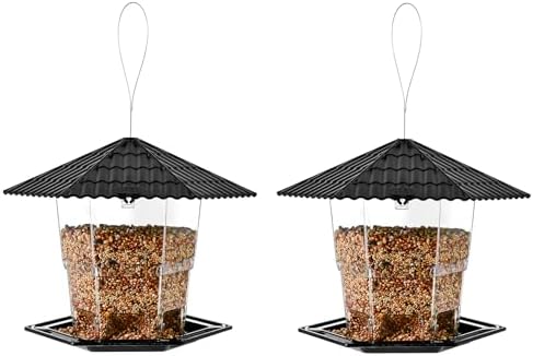 Bird Feeders for Outdoors Hanging Bird Feeder Wild Bird Seed, Black 2 Pack B