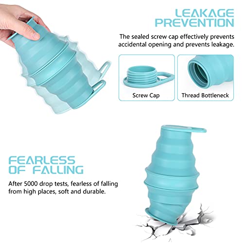 Nefeeko Collapsible Water Bottle, Reuseable BPA Free Silicone Foldable Bottles for Travel Gym Camping Hiking, Portable Leak Proof Sports Water Bottle with Carabiner