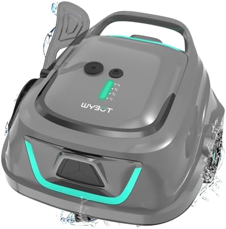 (2025 Upgraded) WYBOT A1 Cordless Pool Vacuum Up to 120 Mins Runtime, Robotic Pool Cleaner with Dual Filters, Ideal for Flat Above Ground up to 1076 Sq.ft Sq. Ft. (Deep Grey Green)