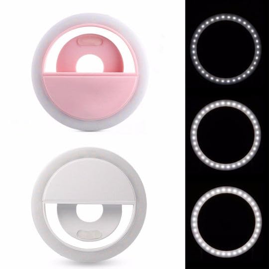 Mini Selfie Ring Light for Cell Phone Clip-on LED Light for Phone Tablet Laptop Camera Video Lighting Rechargeable 3 Adjustable Light Levels (White)