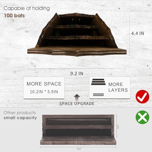 Wooden Castle Bat Houses for Outside Bat Box for Outdoors - Large Three Chamber Box Perfectly Designed to Attract Bats - Durable and Easy to Hang (Bat House Ⅰ Brown)