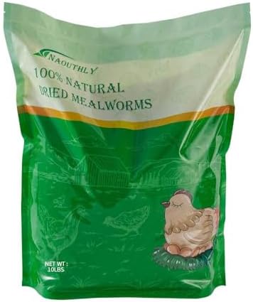 10lbs Dried Mealworms - Premium Non-GMO Chicken Feed, Nutritious High Protein Meal Worms- Food and Treats for Laying Hens, Wild Birds, Ducks, Chicken