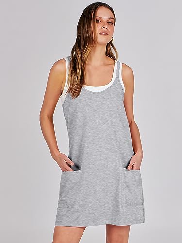 ANRABESS Women Summer Mini Romper Dress Workout Tennis Active Sports Athleisure Outfits built in Shorts Trendy Vacation Heather Gray Small