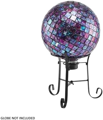 Alpine Corporation 10 Inch Tall Metal Stand fits one 8 Inch or 10 Inch Gazing Globe, Black