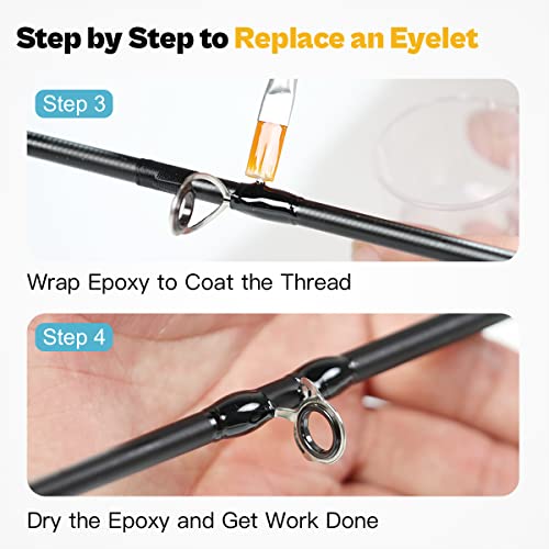 OJY&DOIIIY Fishing Rod Repair Kit, All-in-One Supplies for Fishing Pole Eyelets Replacement with Rod Guides,Epoxy Glue,Wrapping Thread and Tape