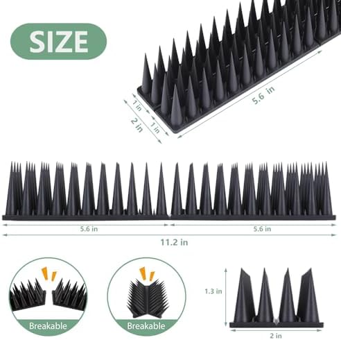 Bird Spikes, 40 Pack Bird Deterrent for Outside, Pigeon Spikes for Raccoon Squirrel Cats Bird Deterrent Spikes for Fences and Roofs to Keep Birds Away(37.3Feet)