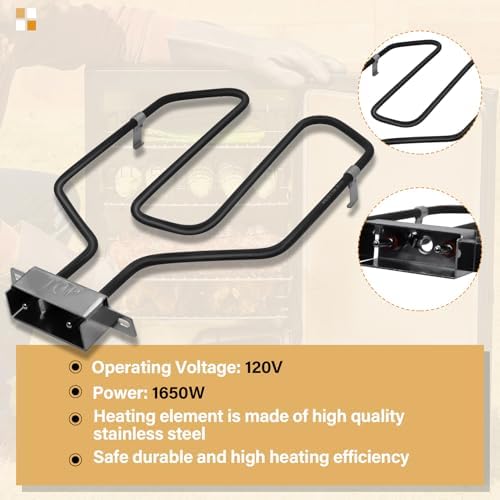 Upgrade 1650W Electric Smoker Heating Element with Adjustable Thermostat Controller, Universal Replacement Parts for Smoke Hollow, Charbroil, Dyna-Glo, Masterbuilt, Cuisinart etc Electric Smoker Grill