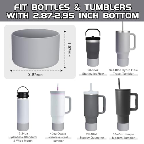 WUQID Silicone Boot Sleeve Compatible with Hydro Flask Travel Tumbler with Handle 32oz&40oz and 12-24oz Hydroflask bottle & Stanley 20 30 40oz Tumbler, Fit 2.83-2.95in Bottom, Anti-Slip Bottle Cover