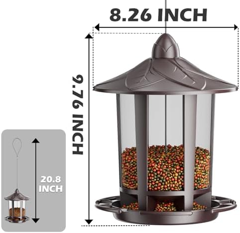 Birdream 2 Pack Bird Feeders for Outdoor Hanging, Classic Castle Design Fun Assembly Bird Feeder, Attracting Wild Birds Cardinals Goldfinches Chickadees Finches Sparrows - Brown