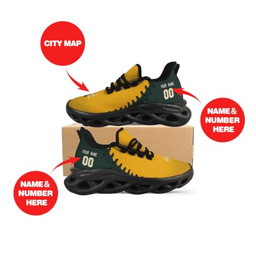 Custom Men's Sneakers Football Personalized Breathable Fan Gift Name & Number Athletic Gym Slip-on Shoes
