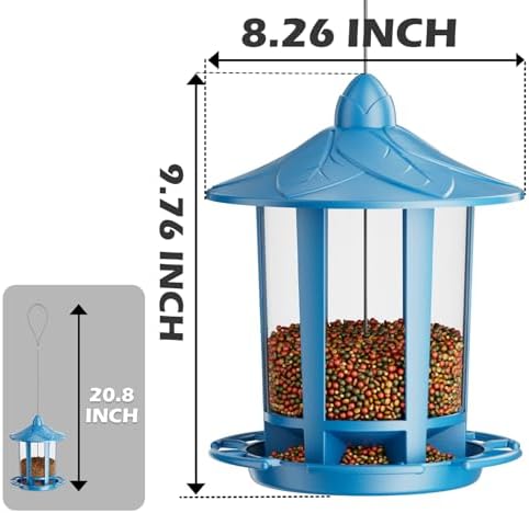 Birdream 2 Pack Bird Feeders for Outdoor Hanging, Classic Castle Design Fun Assembly Bird Feeder, Attracting Wild Birds Cardinals Goldfinches Chickadees Finches Sparrows - Blue