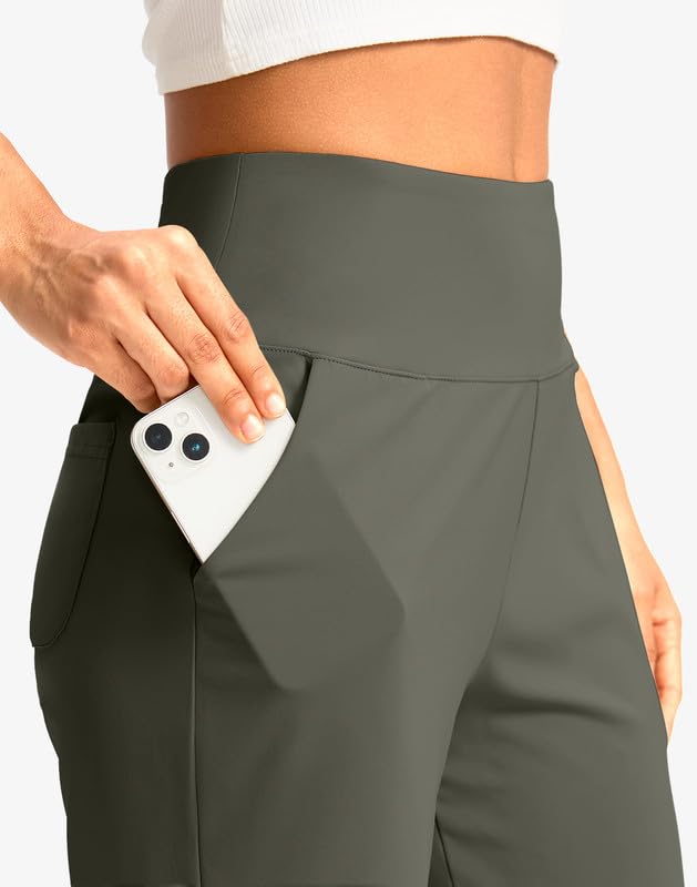 G Gradual Women's Bermuda Long Shorts with Pockets High Waisted Knee Length Shorts for Women Walking Athletic Workout(Grey Sage,XXL)