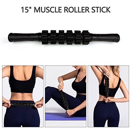 Krightlink 5 in 1 Foam Roller Set for Deep Tissue Muscle Massage, High Density Trigger Point Fitness Patented Exercise Foam Roller, Massage Roller, Massage Ball, Resistance Band, for Whole Body