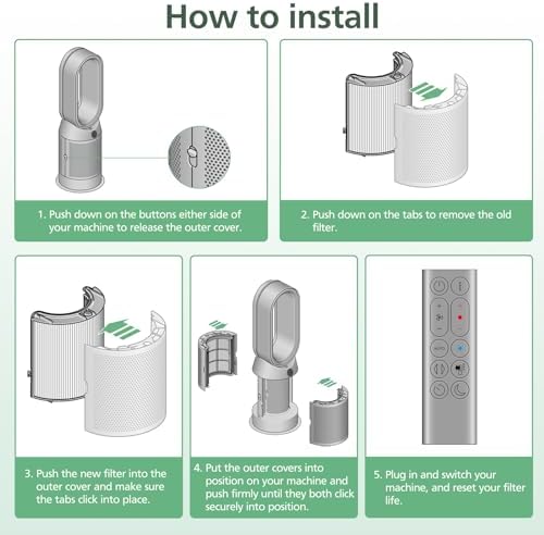 1 Pack 360 Combi Glass HEPA + Carbon Air Purifier Filter Replacement for Dyson HP10 HP07 TP10 TP09 TP07 TP06 TP04 TP4A HP04 HP06 HP09 HP4B PH01 PH02 PH03 PH04 PH3A DP04 Pure Cool Hot Humidify Fan