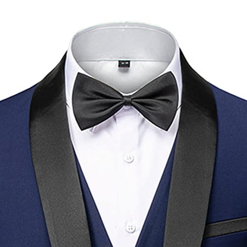 Men's Wedding 3 Piece Suits Slimming One Button Shawl Lapel Business Blazer Formal Dinner Party Jacket Vest Pants (Dark Blue,Small)