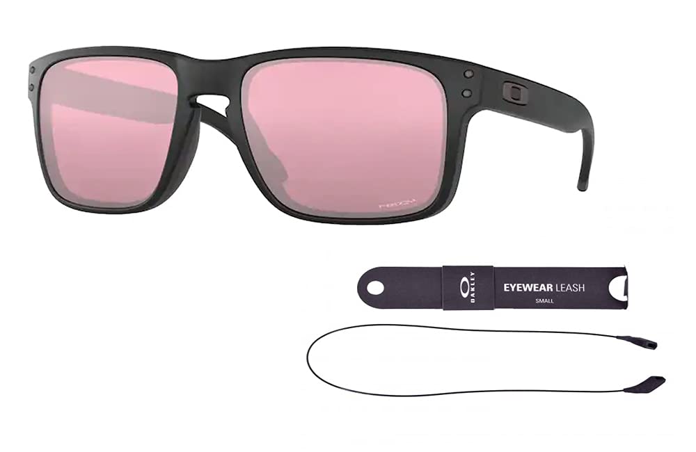 Oakley OO9102 Holbrook 9102K0 55MM Matte Black/Prizm Dark Golf Square Sunglasses for Men + BUNDLE Accessory Leash Kit+ BUNDLE with Designer iWear Eyewear Kit