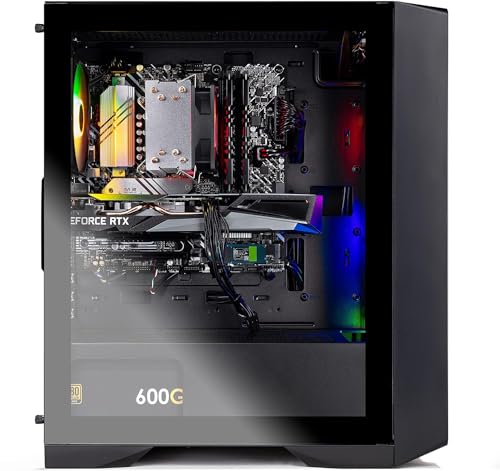 Skytech Nebula Gaming PC Desktop, Ryzen 5 9600X 3.9 Ghz (5.4GHz Turbo Boost), NVIDIA RTX 4060 8GB GDDR6X, 1TB SSD, 16GB DDR5 RAM 5200, 650W Gold PSU, Wi-Fi, Win 11 Home