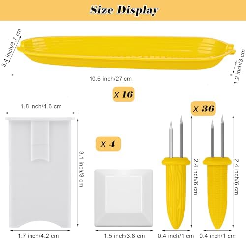Aodaer Plastic Corn Trays Corn Cob Holders and Dish Set with Corn Butter Spreaders Corn on the Cob Skewers Corn Dish Corn Holders Service Tray BBQ Tools Cob Dinnerware Set