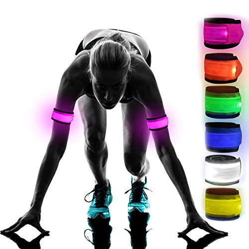 esonstyle Pack of 6 LED Light Up Band Slap Bracelets Night Safety Wrist Band for Cycling Walking Running Concert Camping Outdoor Sports (6 Pack)