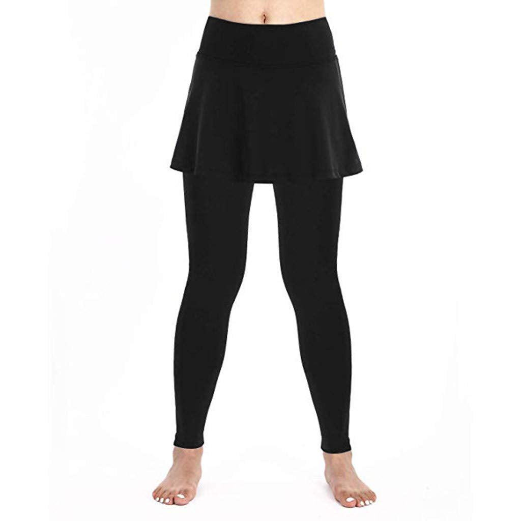Aniywn Women's Leggings Skirt, Skirted Leggings, Active Skirt with Pockets, Tennis Pants Sports Fitness Culottes Black