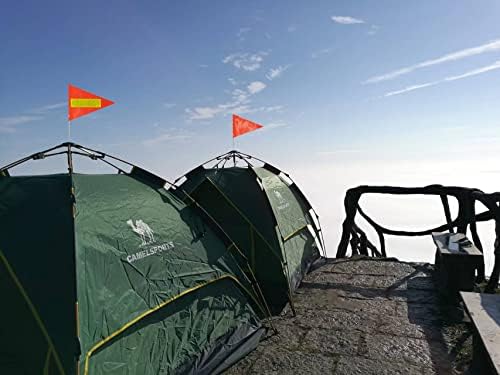 Bike Safety Flag with Pole 2 Sets, 6-Foot Adjustable Height Sturdy Fiberglass Tear-Resistant Waterproof Orange Safety Flag (Red Yellow and White)
