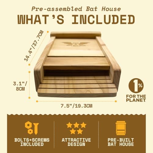 BIGBATBOX - Complete Bat House for Outdoors - Clean Backyard from Mosquitoes - No Interior Paint - One-Chamber Design - Easy to Hang - Bat Houses for Outdoors
