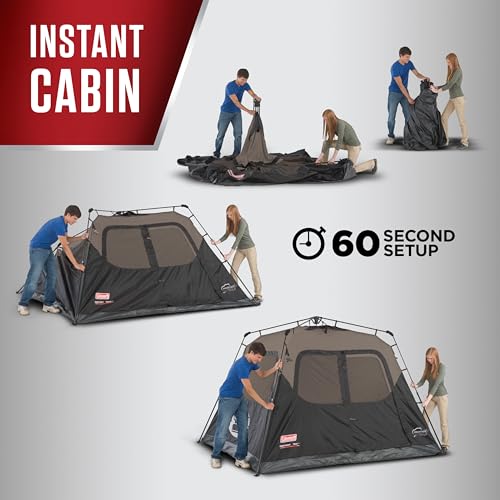 Coleman Camping Tent with Instant Setup - 4/6/8/10 Person Weatherproof Tent with WeatherTec Technology, Double-Thick Fabric, and Included Carry Bag, Sets Up in 60 Seconds