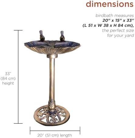 Alpine Corporation 31" Tall Outdoor Vintage Birdbath with Bird Figurines Yard Statue