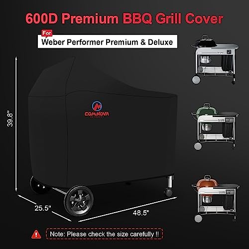 Comnova Grill Cover for Weber 22 Inch Performer Premium and Deluxe - 600D BBQ Cover for Weber Performer Premium/Deluxe 22" Charcoal Grill, Heavy Duty, Waterproof, Fade Resistant and Tear Resistant