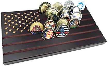 American Flag 6 Rows Challenge Coin Display Holder Military Coin Stand (Large)