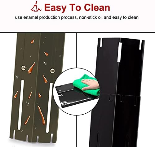 Universal Adjustable Grill Heat Plates/Heat Tents/Burner Covers/Heat Deflectors/BBQ Grill Heat Shields/Grill Cover Plates/Grill Diffuser for Gas Grill, Porcelain Steel Grill Replacement Parts (4-Pack)