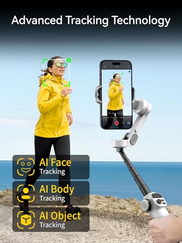 AOCHUAN 3-Axis Gimbal Stabilizer for Smartphone Smart X2 White & T20 Complete Tripod & P03 RGB Magnetic Fill Light