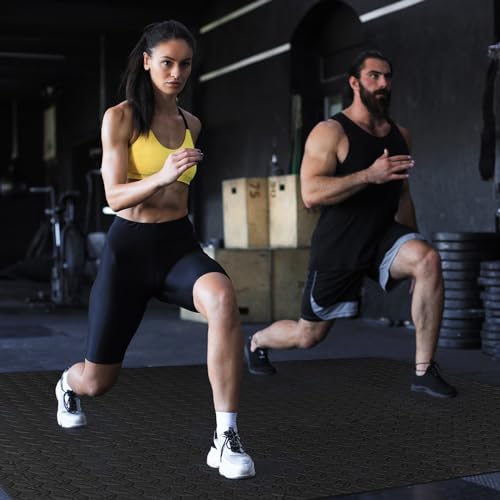GWT FitTile Set: 24 SQ FT (6 Tiles) ½” Thickness EVA Interlocking Foam Floor Tiles for Home Gym, Workout Equipment, Floor Padding, and Play
