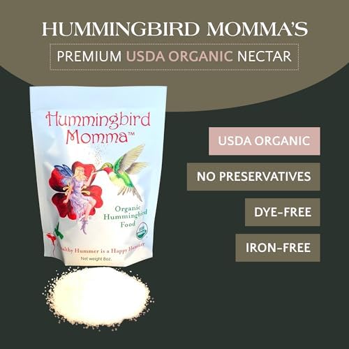 USDA Organic Hummingbird Nectar, Iron-Free, 12 x 8oz Concentrate Pouches, All-Natural, Dye-Free Nectar for Backyard Feeders, Bulk Hummingbird Food Mix for Outdoor Bird Lovers
