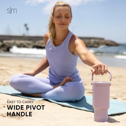 Simple Modern Trek Pivot | 30oz Flip Straw Tumbler with Handle | Water Bottle & Boot | Interchangeable Straw & Chug Lids | Insulated Stainless Steel Jug | Gym Sports Outdoors | Lavender Mist