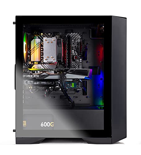 Skytech Nebula Gaming PC Desktop, Ryzen 5 5600 3.5 Ghz (4.4GHz Turbo Boost), NVIDIA RTX 3050 6GB GDDR6, 1TB SSD, 16GB DDR4 RAM 3200, 650W Gold PSU, Wi-Fi, Win 11 Home