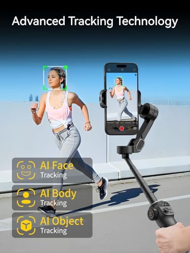AOCHUAN 3-Axis Gimbal Stabilizer for Smartphone Smart X2 Black & T20 Complete Tripod & P03 RGB Magnetic Fill Light