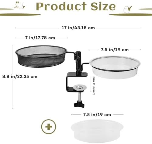 Deck Bird Feeders Platform Bird Feeder Deck Mount Bird Bath Spa for Dual Use Deck Flower Stand Flower Pot Great for Attracting Birds Detachable and Adjustable Heavy Duty Sturdy Steel,Bronze