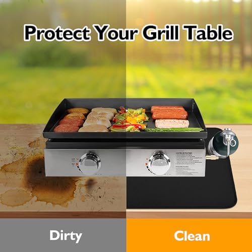 24x24in Heat Resistant Grill Mats for Outdoor Tabletop Grill to Protect Your Prep Grill Table, Heat Resistant Mats for Countertop, Fireproof & Water Proof & Oil Proof Tabletop Fire Pit Mat-Black-1mm