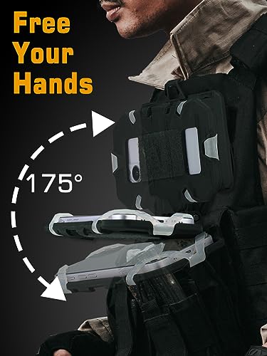 EralcNa Tactical Gear Plate Carrier Vest Accessories Phone Chest Mount Holder for Screen Size 4.7"-6.7",BK