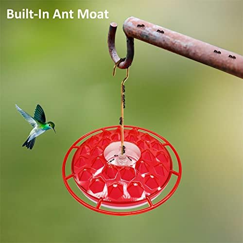 Hummingbird Feeders for Outdoors Hanging (2 Pack) 25 Feeding Ports 10 oz, Plastic Hummzinger Hummingbird Feeder, Bee-Proof Leak-Proof No Drip, Easy to Clean with Cleaning Brushes