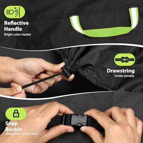Grill Cover for Outdoor Grill, Universal Fit 45"-75" BBQ Gas Grill Waterproof Anti-UV Oxford Fabric Windproof Design with Adjustable Straps, Fits Weber/Char-Broil/Nexgrill and More (52")