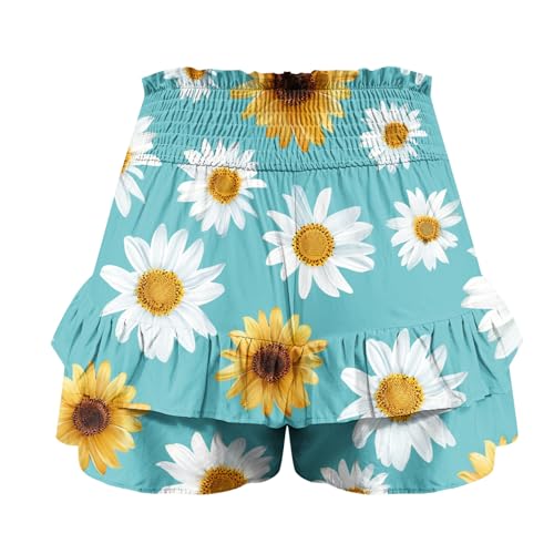 Generic Same Day Clothing Delivery Shorts for Women Trendy Summer High Waisted Ruffle Tiered Skirts Skorts Dressy Casual Cute Flowy Beach Vacation Shorts Pantalones Cortos, Medium, A28_light Blue