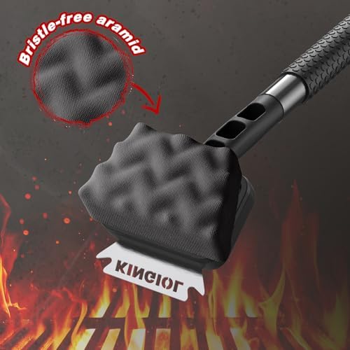 Grill Brush for Outdoor Grill - Bristle Free Grill Cleaning Brush, Black Aramid Fiber Heat-Resistant Pad, BBQ Cleaner Durable Scraper Tools for Cast Iron or Stainless-Steel Grates (Grill Brush Black)