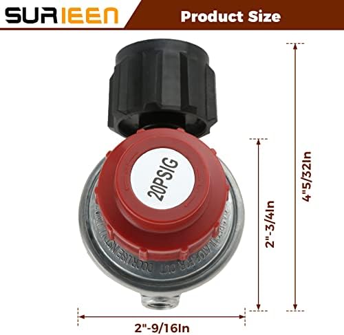 0-20 PSI Adjustable High Pressure Propane Regulator Valve Kit, QCC1/Type1 Regulator Valve Kit with 1/8" NPT Male to 1/4" & 3/8" Male Flare Fitting, 1/4" & 5/16" Hose Barb Connector